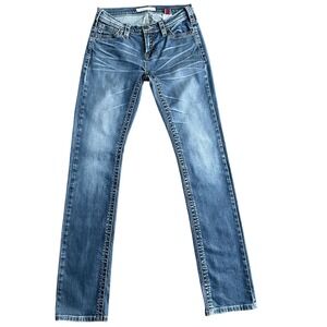 Stetson No. 541 Stovepipe Straight Leg Jeans Womens 4 Long Blue Western Cowgirl